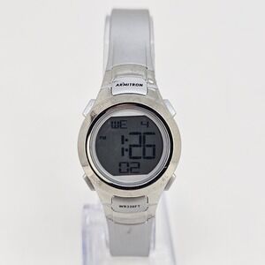 Armitron Sport Digital Watch 45/7042 Women 50m Alarm Chrono Gray Plastic Bands